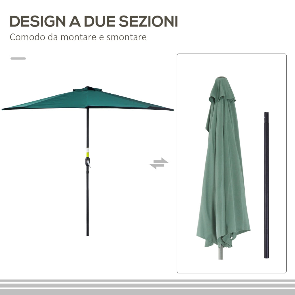 Ombrellone Semicircolare da Parete ¨C zephmum ¨C Verde Poliestere 270x240 cm