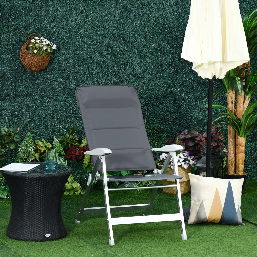 Sedia da giardino pieghevole con schienale alto e braccioli ¨C zephmum ¨C grigio