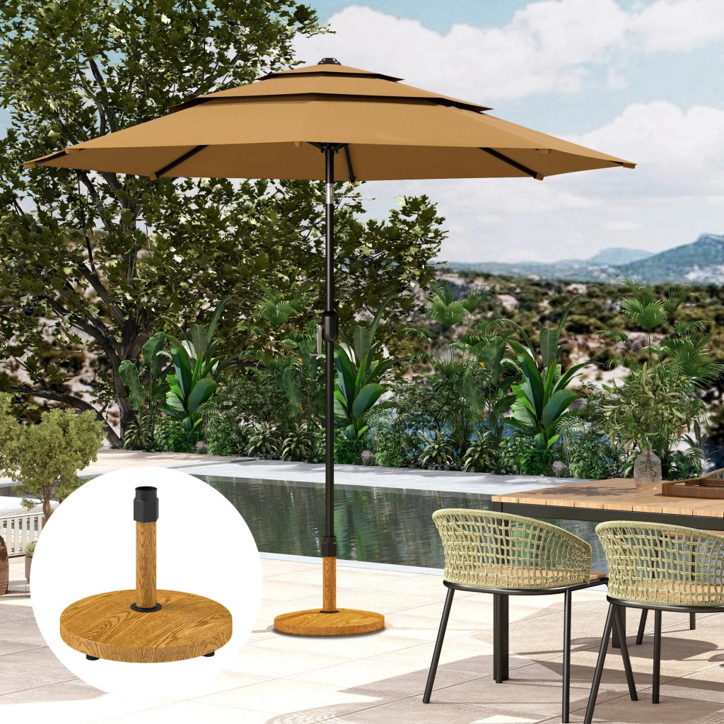 Base per Ombrellone da Giardino con Pesi Regolabili ¨C Zephmum ¨C Legno ?48x44 cm