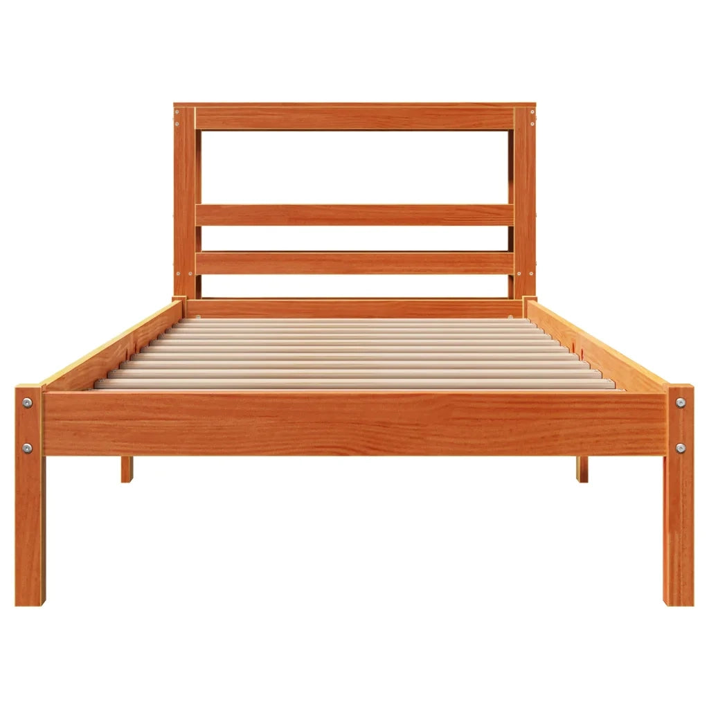 Giroletto con Testiera Marrone Cera 100x200 cm Massello Pino