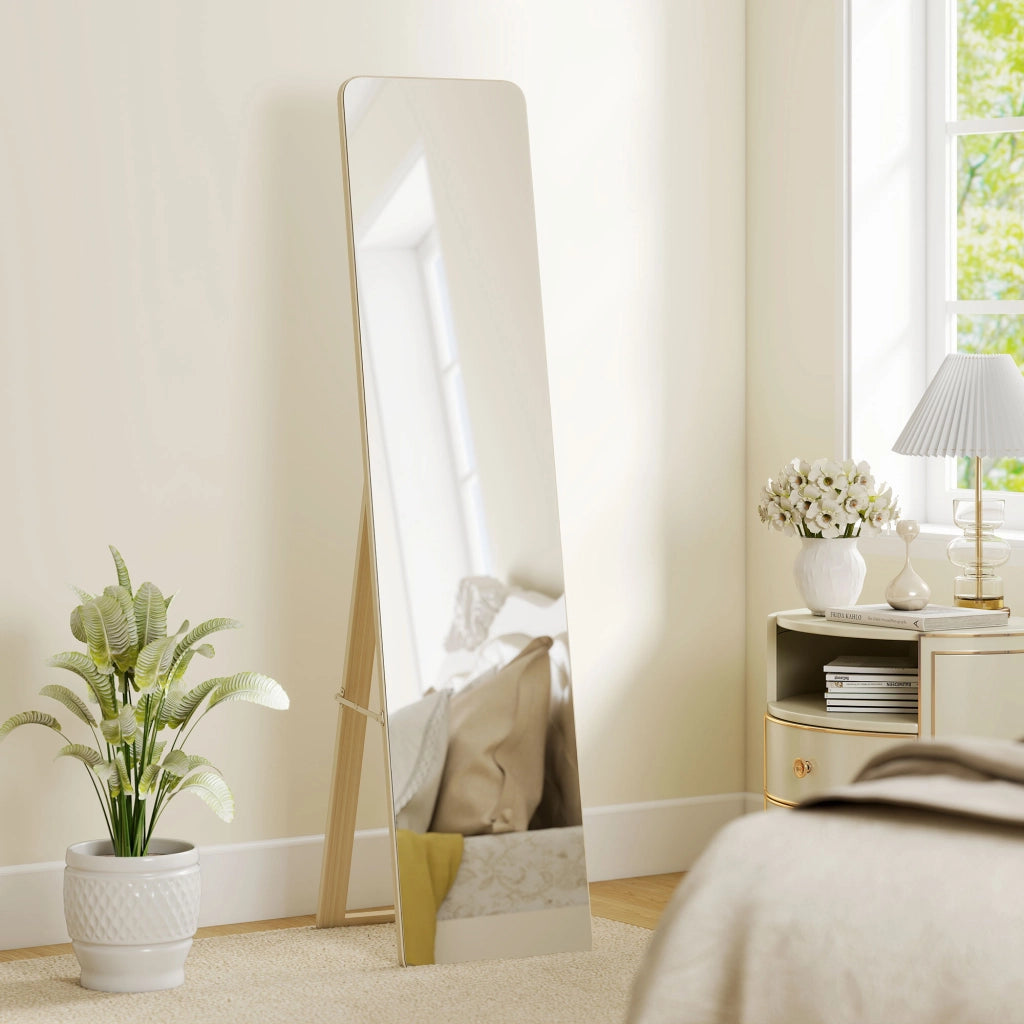 Specchio a Piede e Muro Rettangolare ¨C zephmum ¨C 37x43x156 cm Legno Naturale