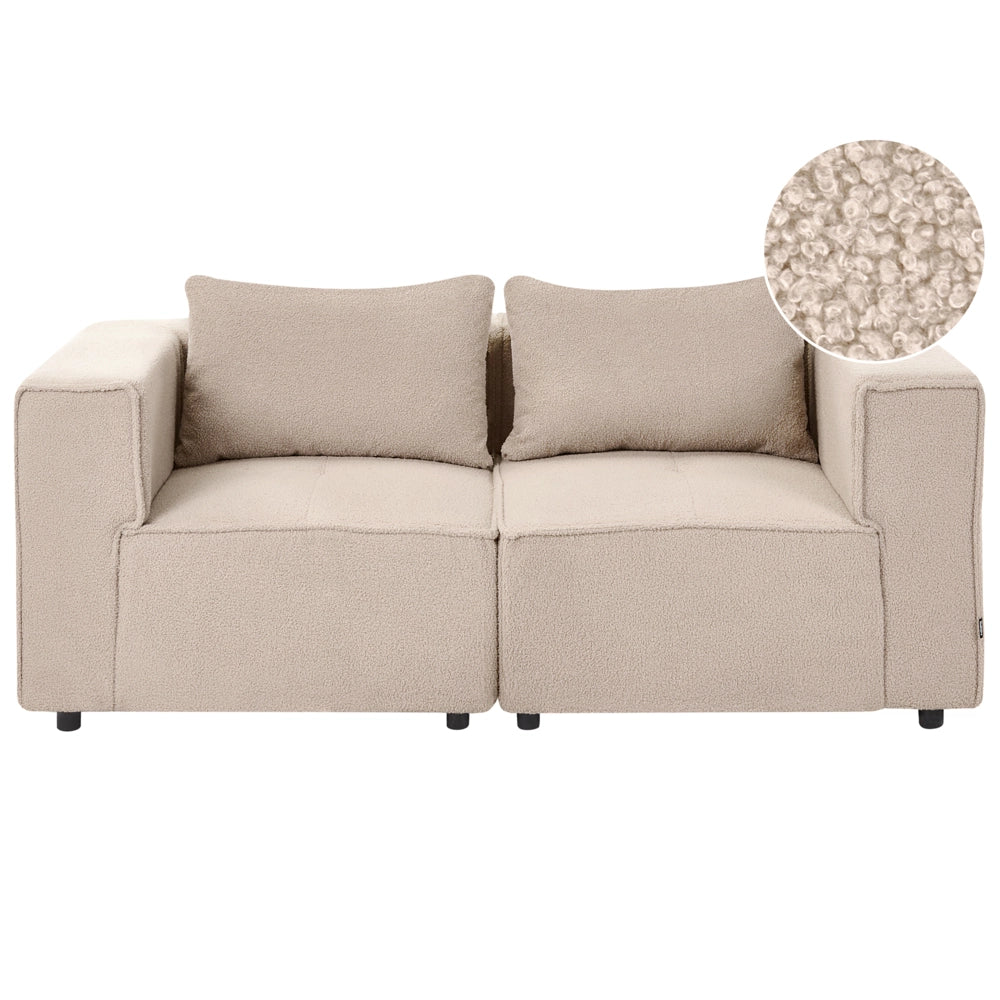 Divano modulare a 2 posti Divano componibile in bouclé beige in due sezioni Stile moderno e minimalista