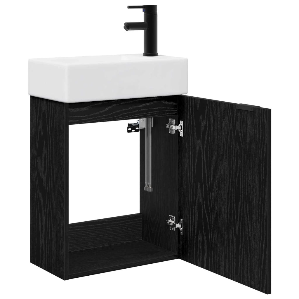 Mobile bagno con rubinetto Rovere Nero 45,5 x 22,5 x 84 cm 889434