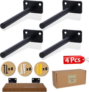 Sostegno per Tavole in Acciaio Solido con Supporto Nascosto per Tavole in Legno con Viti a Testa a Spicchi 6 Pollici 4 Pack