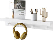 Plank da Parete con Ganci, Plank da Parete Sospeso con Ganci per Abbigliamento, Bianco, Plank da Parete Sospeso per Ufficio, Camera, Cucina, RG9510ws