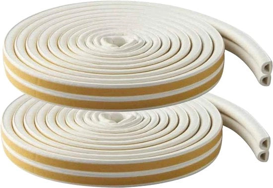 Tappetino di gomma per sigillatura porte - Nastro di sigillatura siliconio - Tipo D - Striscia autoadesiva antiurto - Sigillatura isolante del suono - 5M x 2 Rotoli (Bianco)