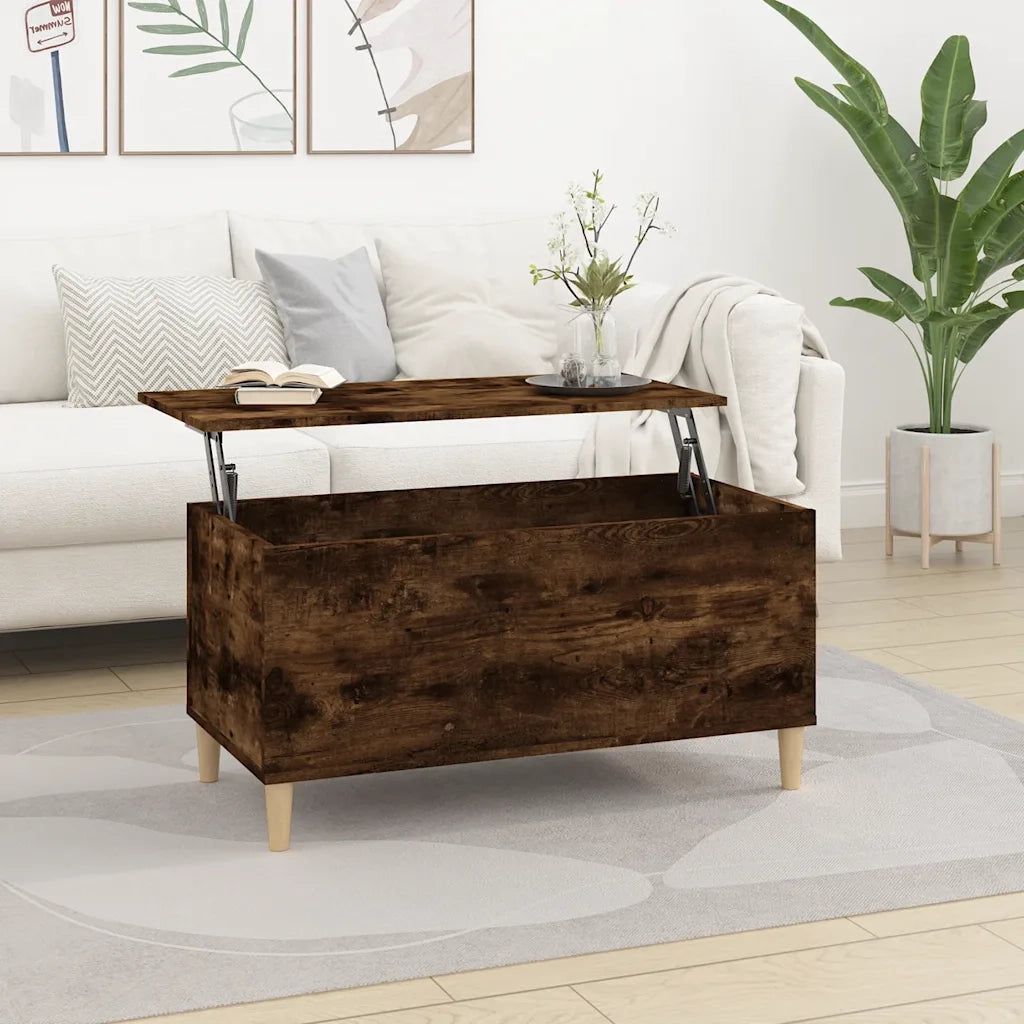 Tavolino da Salotto Rovere Fumo 90x44,5x45 cm Legno Multistrato 819585