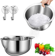 Set di raccoglitore in acciaio inossidabile - 2 pezzi, set di setaccio per riso multifunzionale - 4-in-1, per frutta verdura fagioli