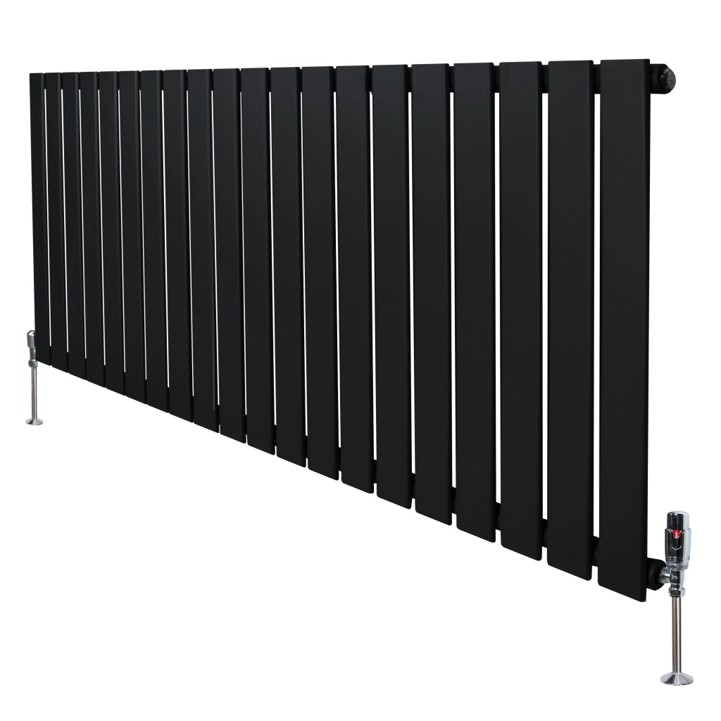 Radiatore Orizzontale 600 x 1400 mm con Valvole TRV Nero
