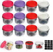 Set di 12 piccoli contenitori in plastica 500ml con coperchio, contenitori per alimenti con coperchio, piccoli contenitori mini con coperchio, contenitori mini riutilizzabili per frutta, salse