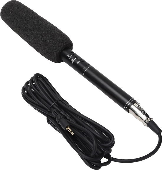 Microfono a Mano per Interviste con Condensatore 65 mm XLR - Microfono Professionale a Cavo per Lunghe Distanze - Nera 28cm.