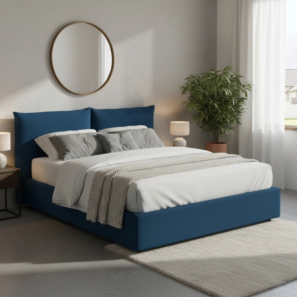 Letto Matrimoniale Alizarin, Letto Matrimoniale Sfoderabile Made in Italy, blu