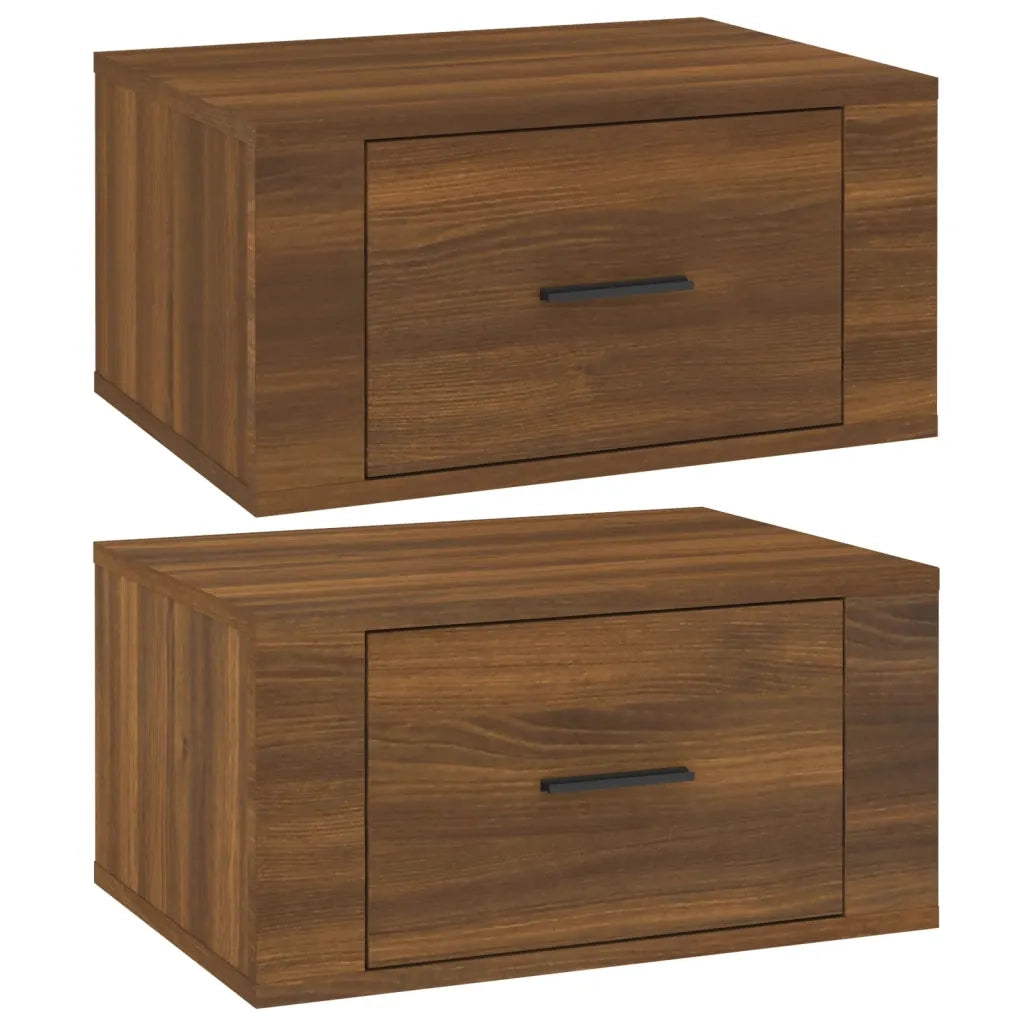 Comodini a Muro 2 pz Rovere Marrone 50x36x25 cm cod mxl 29934