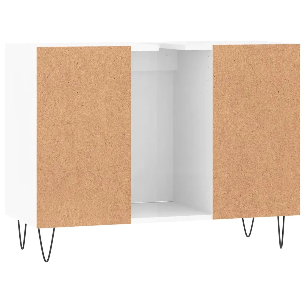 Armadietto Bagno | Armadio da bagno Bianco Lucido 80x33x60cm in Legno Multistrato