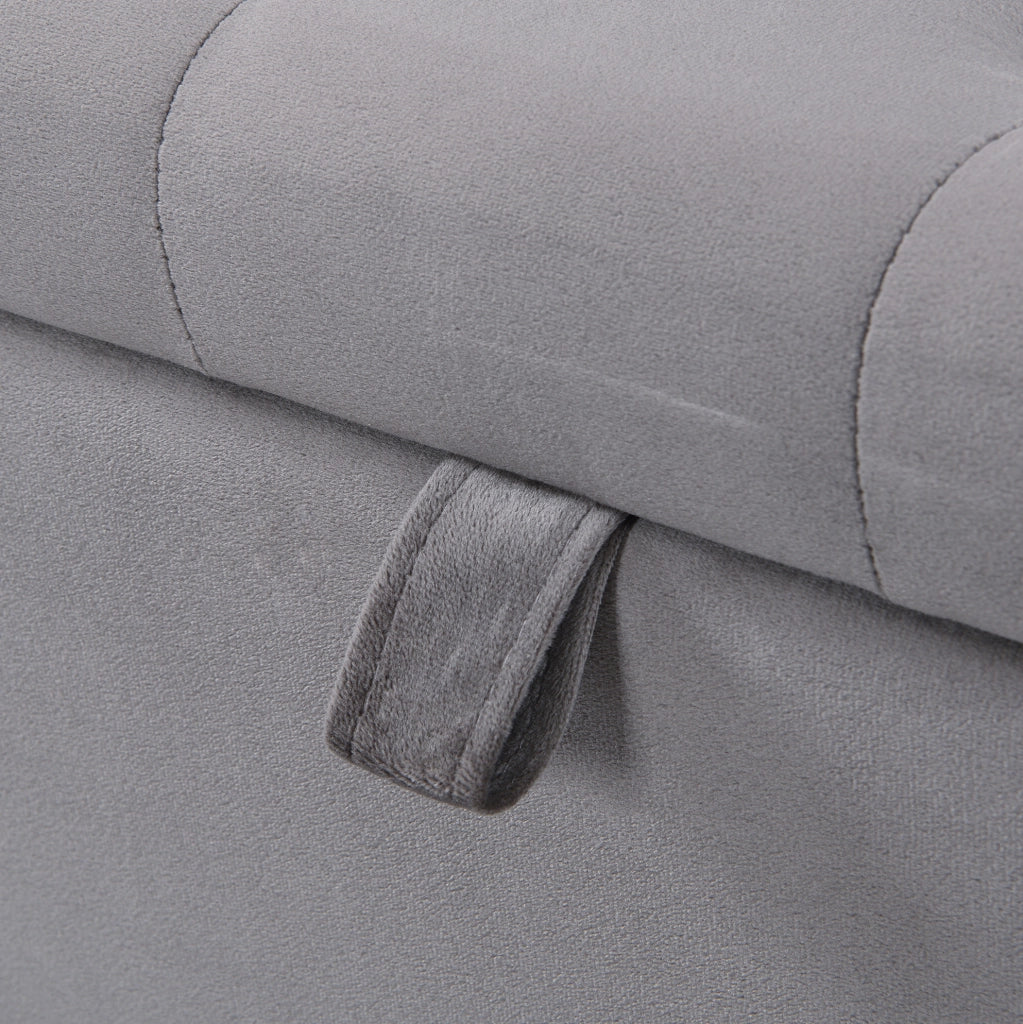Panca contenitore 138 x 41 x 42 cm con ampio spazio interno in velluto grigio