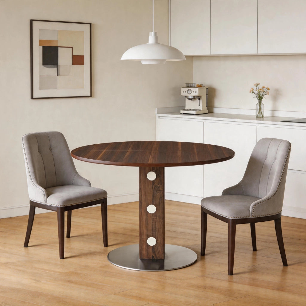 Tavolo da pranzo 100x100x76 cm; resistente all'acqua e ai graffi; MDF; noce