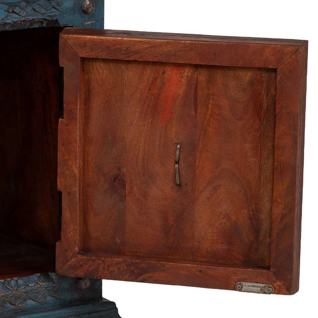 Mobile da ingresso artigianale in legno, blu, 50x40x59h cm