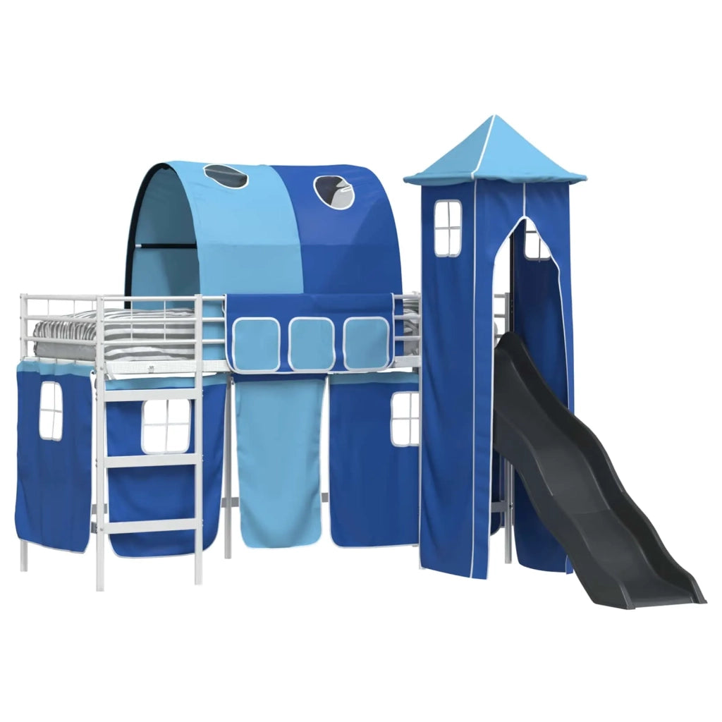 Struttura del letto loft per Bambini | Letto Infantile | Lettino Bianco e Blu 90 x 190 cm
