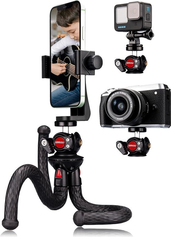 Stativo per camera - stativo portatile in alluminio, migliorato per smartphone, dimensioni 30 x 6 x 6 cm