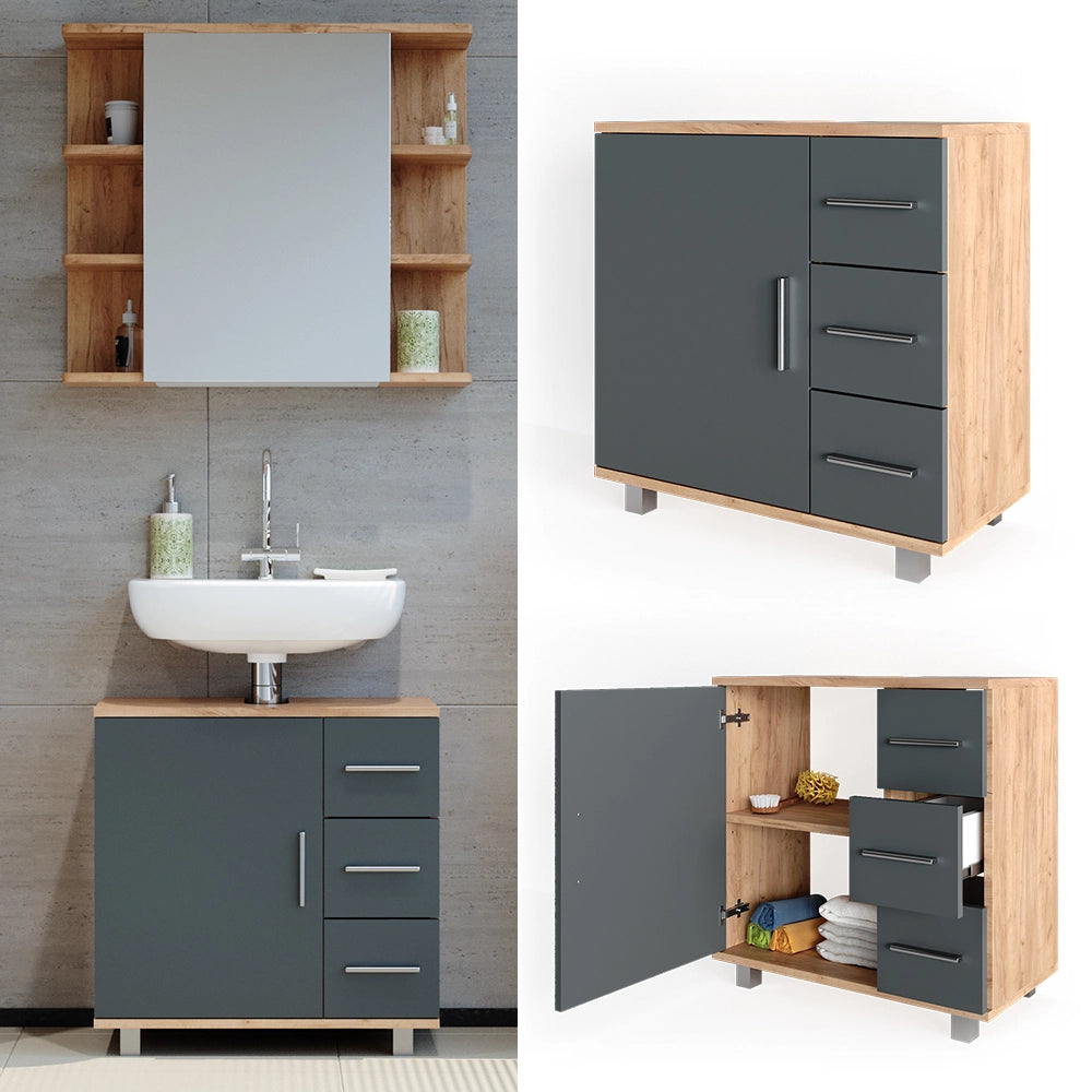 Vicco Mobile sottolavabo per bagno Quercia dorata 60 x 60 cm