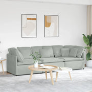 Divano Modulare con Cuscini in Velluto Grigio Chiaro 3321279