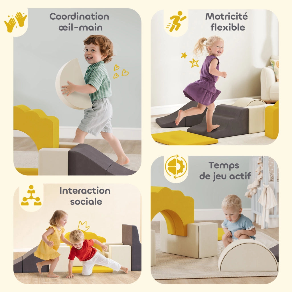 Tappeto gioco motricita' bambini modulabile 7 pezzi ¨C zephmum ¨C giallo