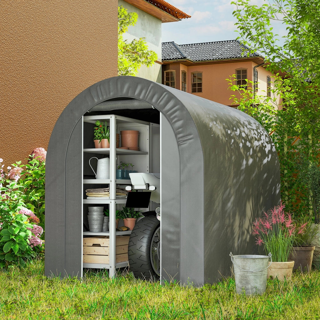Tenda da giardino per biciclette ¨C zephmum ¨C 2.4x1.6x1.9 m grigio chiaro acciaio