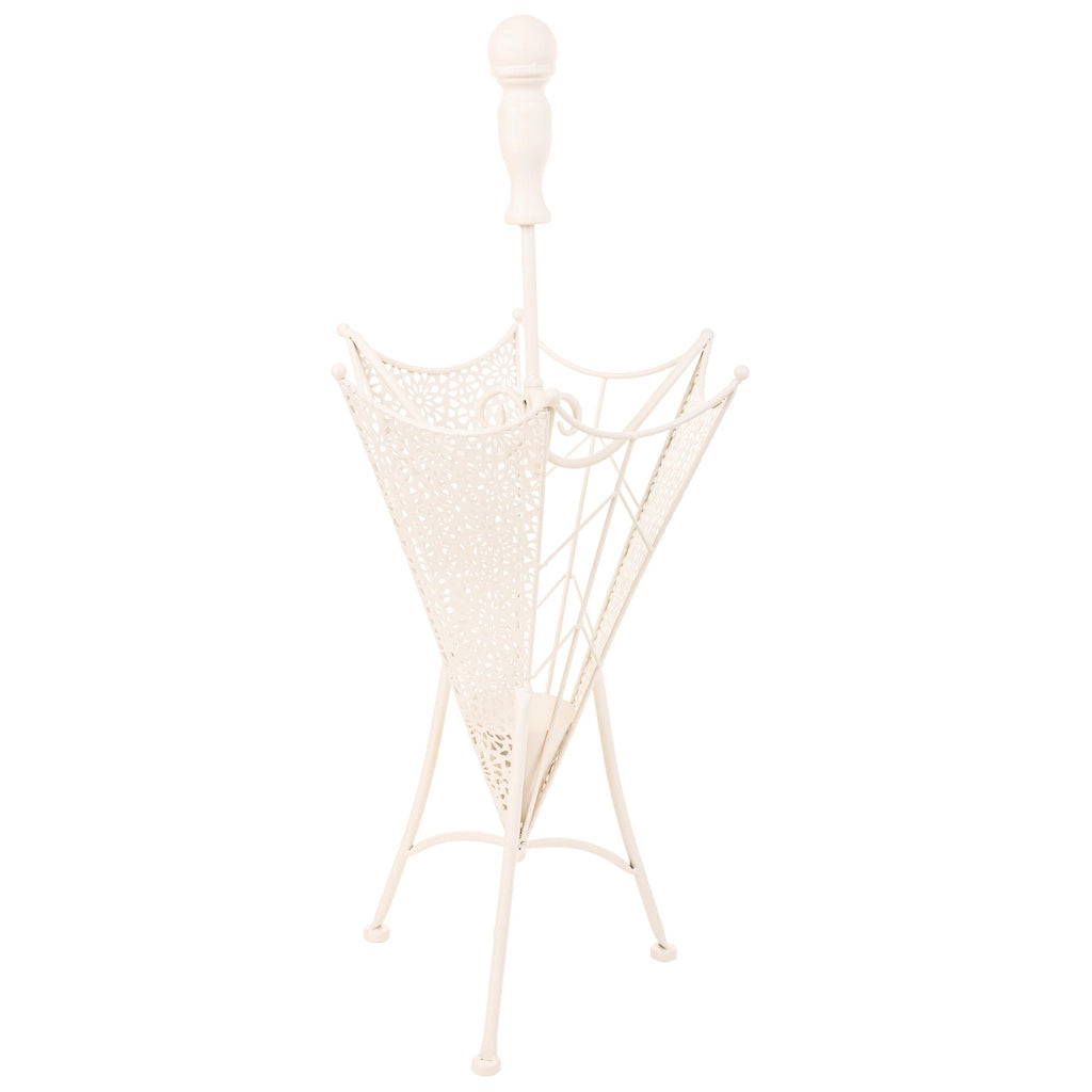 Portaombrelli in ferro battuto bianco 28x28x68