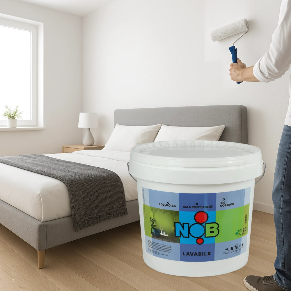 Idropittura lavabile ecologica murale acrilica interni colore bianco nob *** formato 5 kg, confezione 1