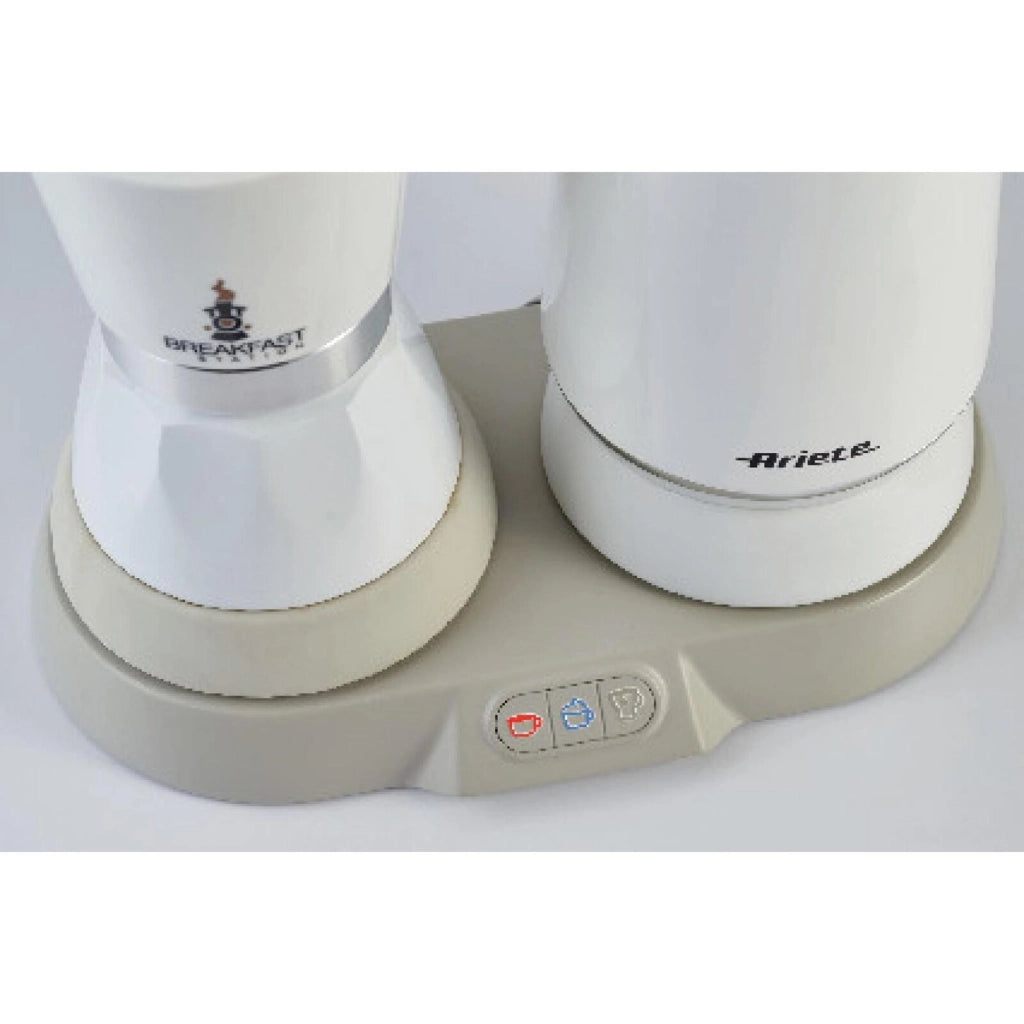 Ariete 1344 Breakfast Station - Moka elettrica - Bollitore - Montalatte a caldo e freddo - 5 funzioni - mantenimento caffè caldo - 500 Watt - Bianco