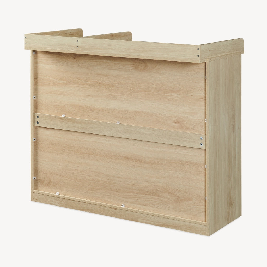 Cassettiera Beldinupp con Piano Fasciatoio Rimovibile 93 x 110 x 55 cm - Effetto Rovere / Bianco [en.casa]