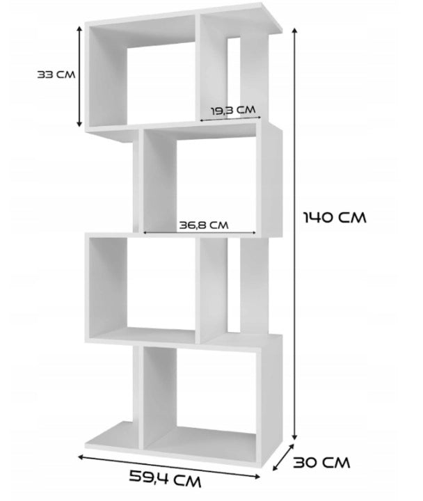 Scaffale aperto bianco scaffale armadio libreria moderno loft 140 cm