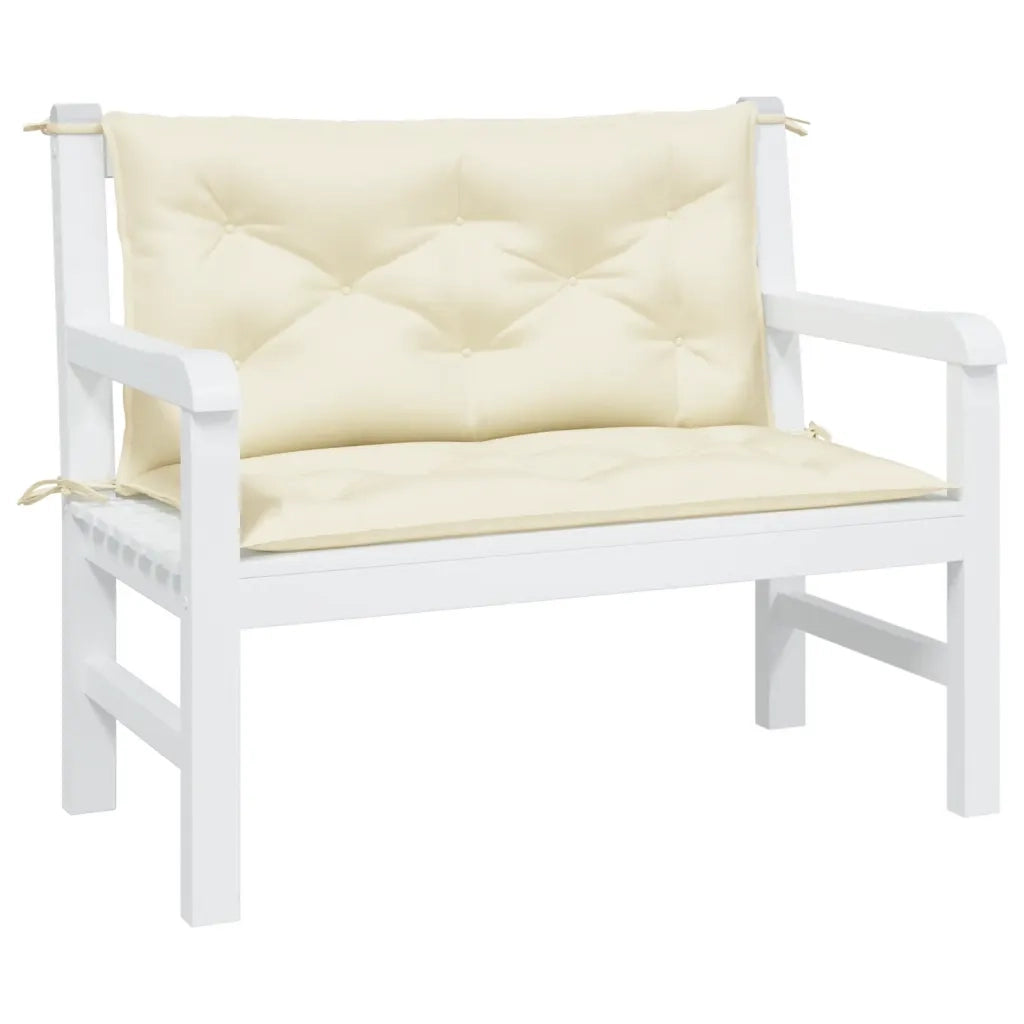 Cuscini Panca da Giardino 2 pz-Set di 2 Cuscini per panchina da esterno Crema 100x50x7 cm Tessuto Oxford