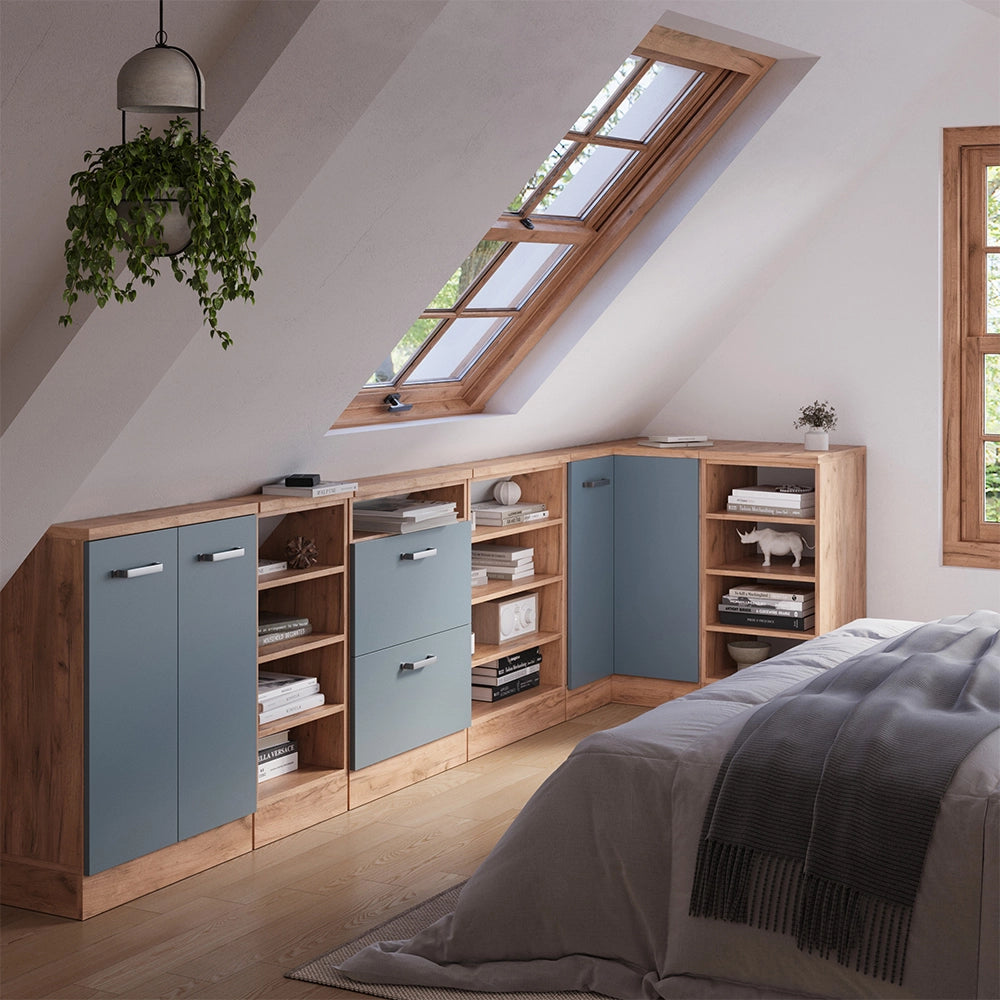 Mobile sottotetto Mobile angolare Rion Grigio-blu/Rovere dorato 75.6 x 83.8 cm con 1 porta Vicco