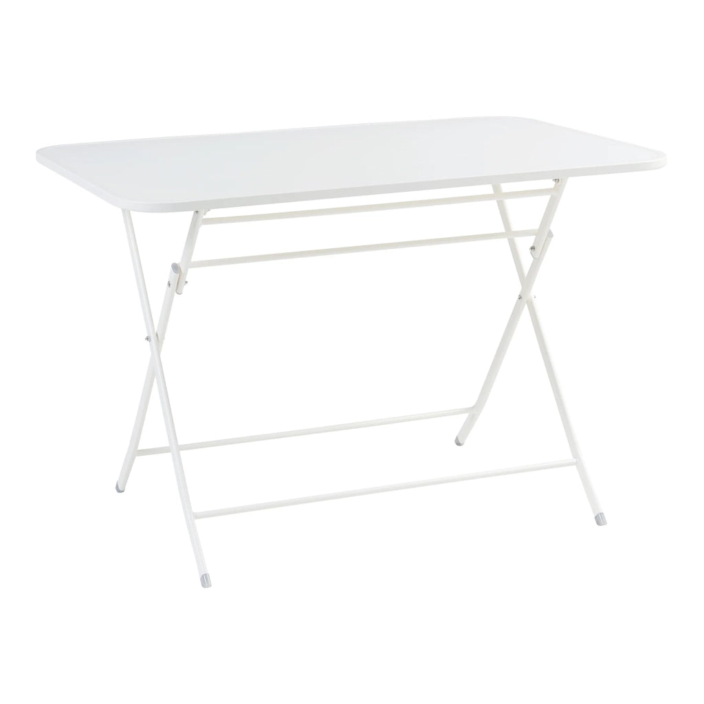 Tavolo da giardino pieghevole 110 x 70 x 71 cm acciaio laccato bianco 03_0011033