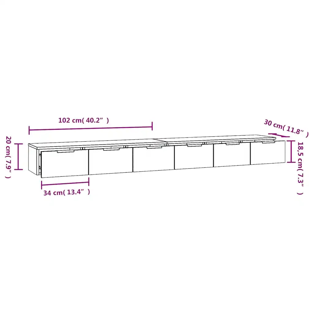 Mobili Muro 2 pz Rovere Sonoma 102x30x20cm in Legno Multistrato cod mxl 60962