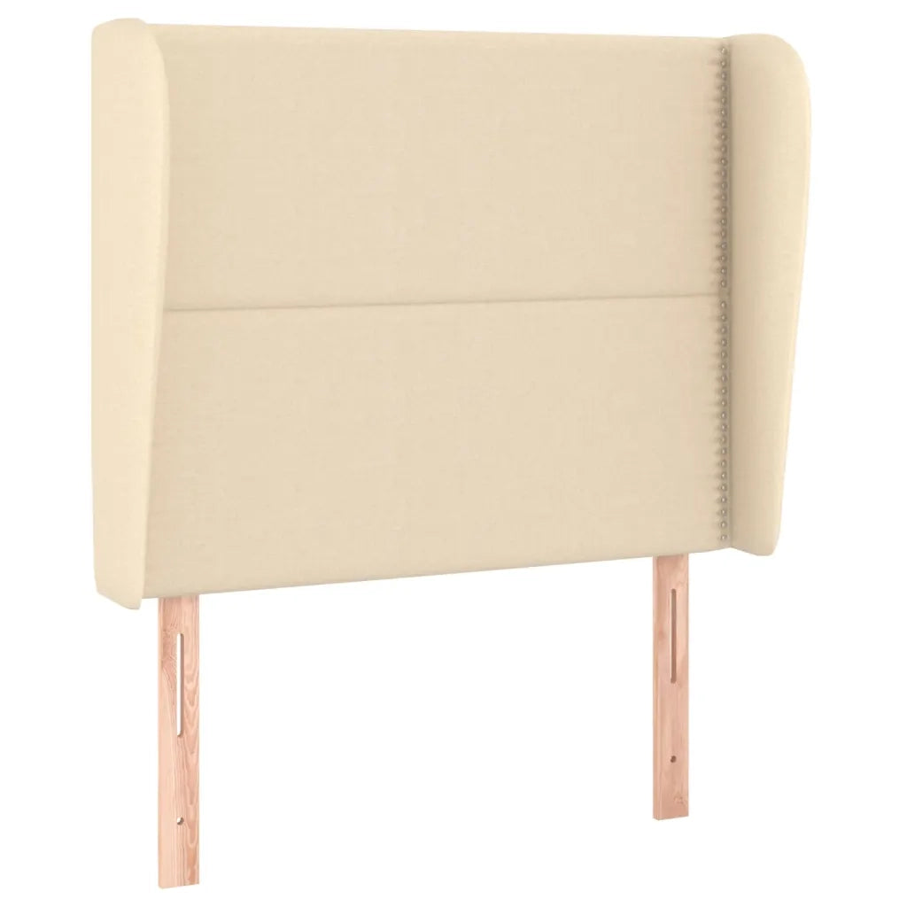 Testiera ad Orecchio Crema 93x23x118/128 cm in Tessuto