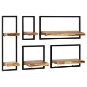 Scaffale da parete da 5 pezzi set di mobili di design in legno massello e acciaio 2702227/2