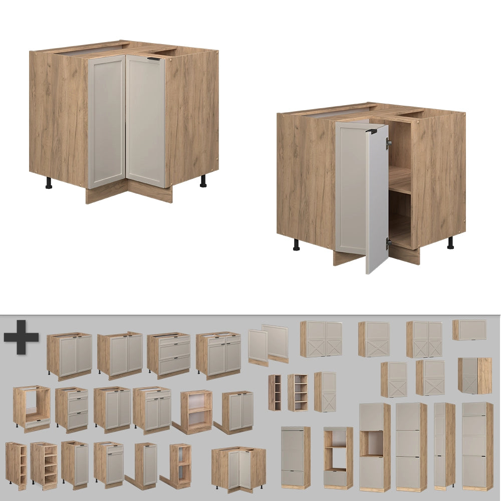 Mobile ad angolo cucina Fame-Line GrigioBeige/Rovere dorato 80.5 cm senza piano di lavoro Vicco