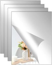 Specchi per parete autoadesivi - 4 pezzi, 30 x 20 cm, specchi in acrilico per uso domestico, bagno e camera da letto