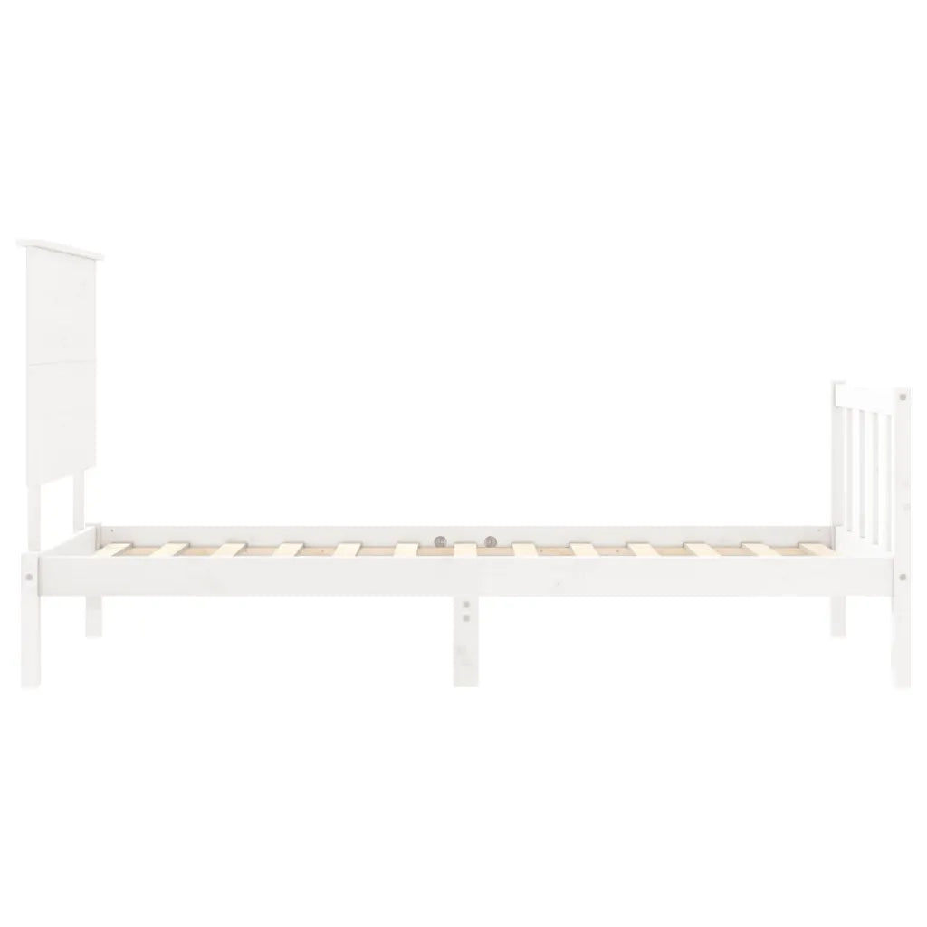 Giroletto con Testiera-Struttura Letto con testiera Bianco Single in Legno Massello 494490