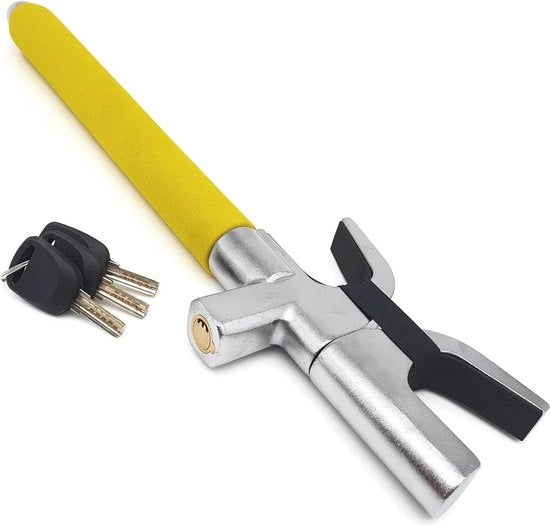 Blocco Antisfalcio Auto - Alta Sicurezza - Blocco Antisfalcio - 3 Chiavi - Universale - Auto SUV - Giallo - Pignone di Emergenza - Deterrente Auto Blocco