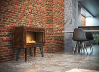 Camino a Bioetanolo da Pavimento 100x47 cm Industrial Marrone con Vetro