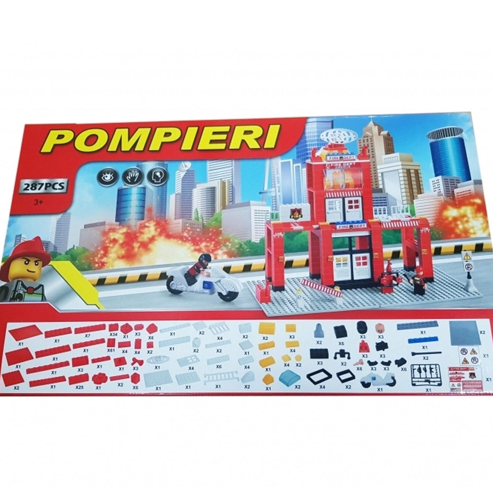 Trade Shop - Costruzioni 287pz Stazione Pompieri Vigili Fuoco Mattoncini Compatibili Con Lego -