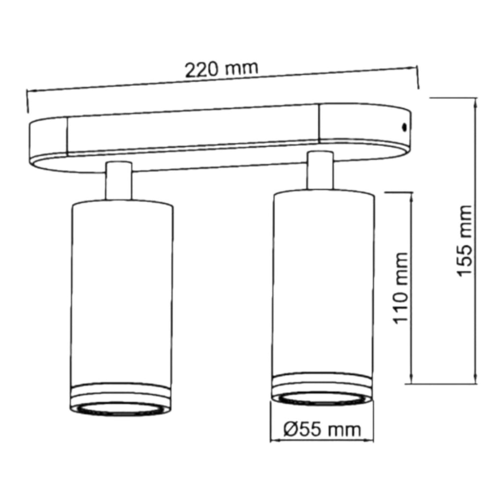 Faretto a Soffitto 2 Luci Orientabili GU10 in Alluminio Bianco, Plafoniera Spot Doppio Cilindrico per Interno, Portalampada GU10 per Cucina Corridoio Camera Soggiorno, Lampadine non incluse