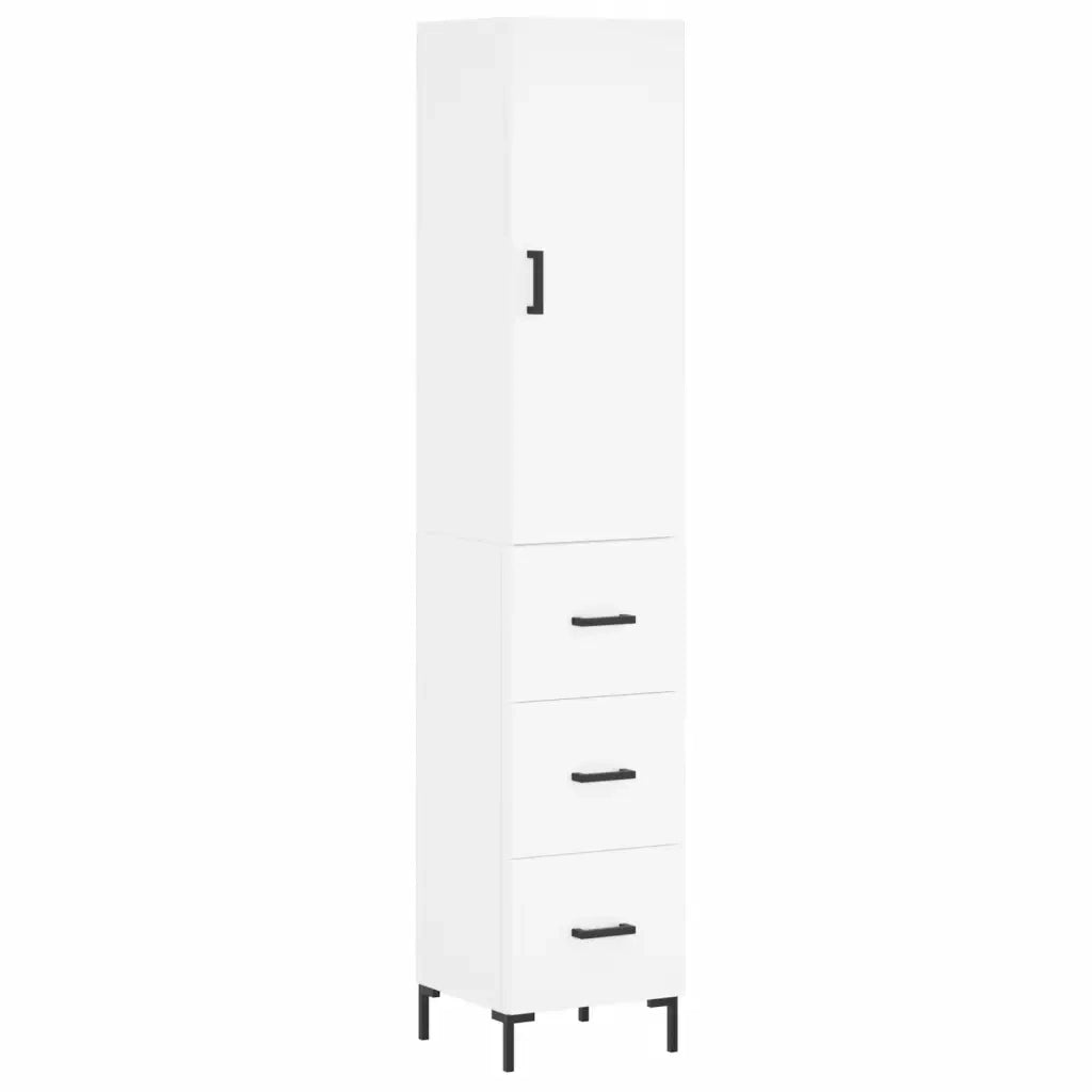 Credenza-Buffet-Armadio da cucina Bianca 34,5x34x180 cm in Legno Multistrato 183594