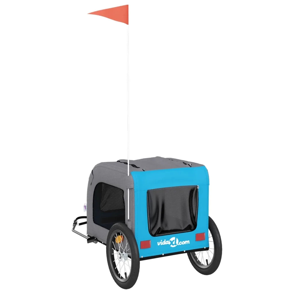 Rimorchio da Bici per Animali Blu e Grigio Oxford e Ferro CFW5428416