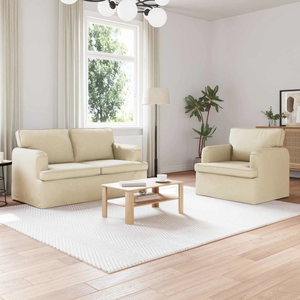 Set di divani 2 pcs Crema 144 x 80 x 85 cm Tessuto