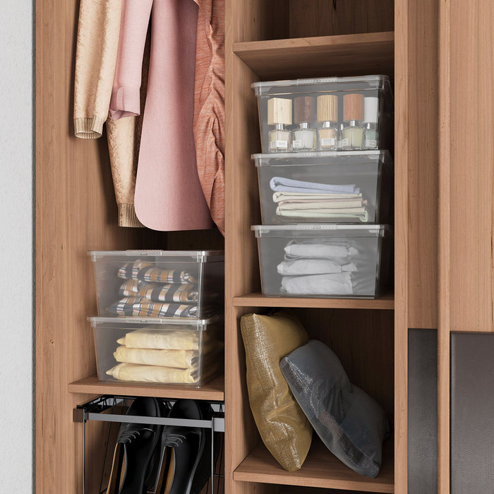 Set 5 Contenitori Rettangolari 38x26x19 cm in Plastica Keter T Box XS Trasparente