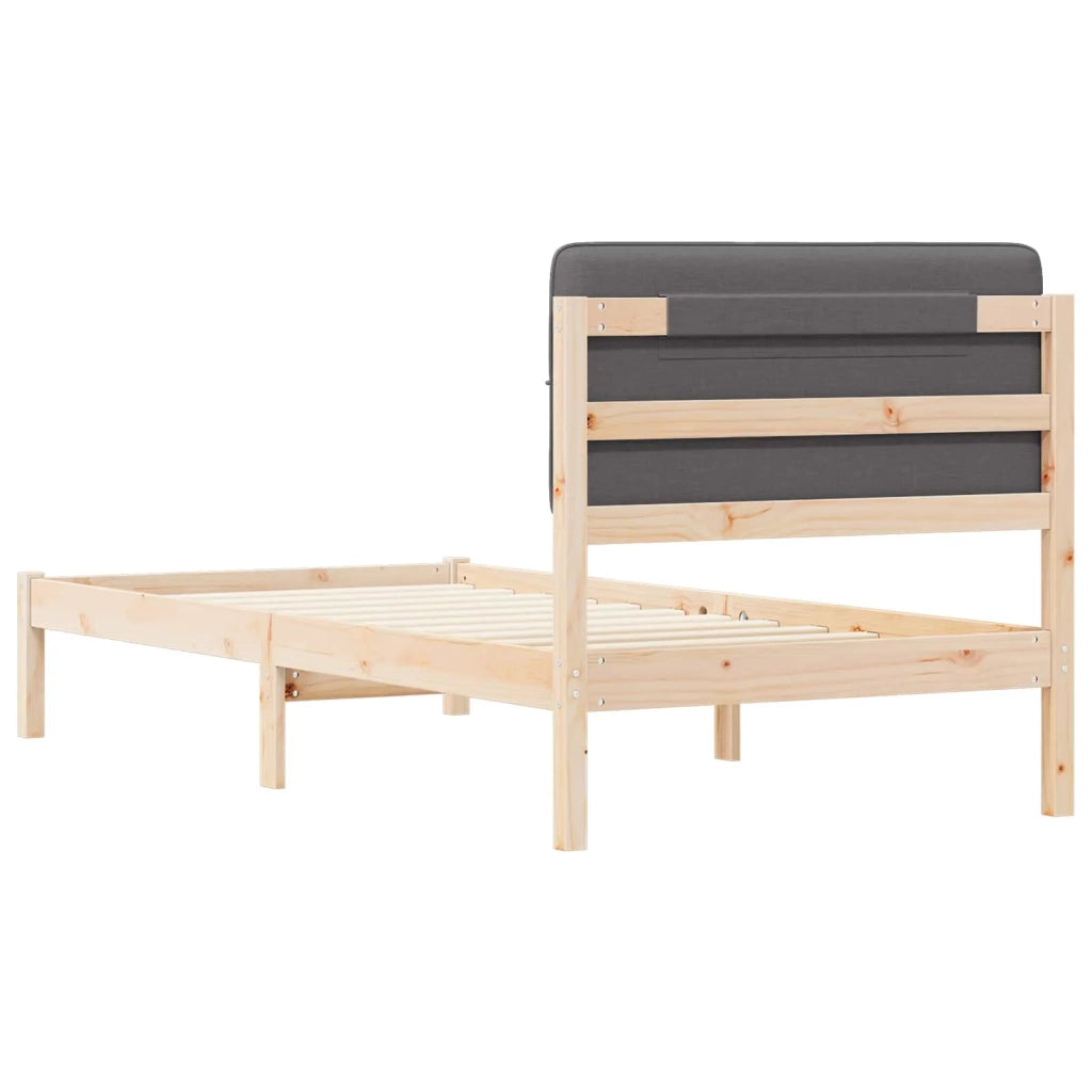 Letto con Testiera Rivestita Grigio scuro 90 x 190 cm 878015